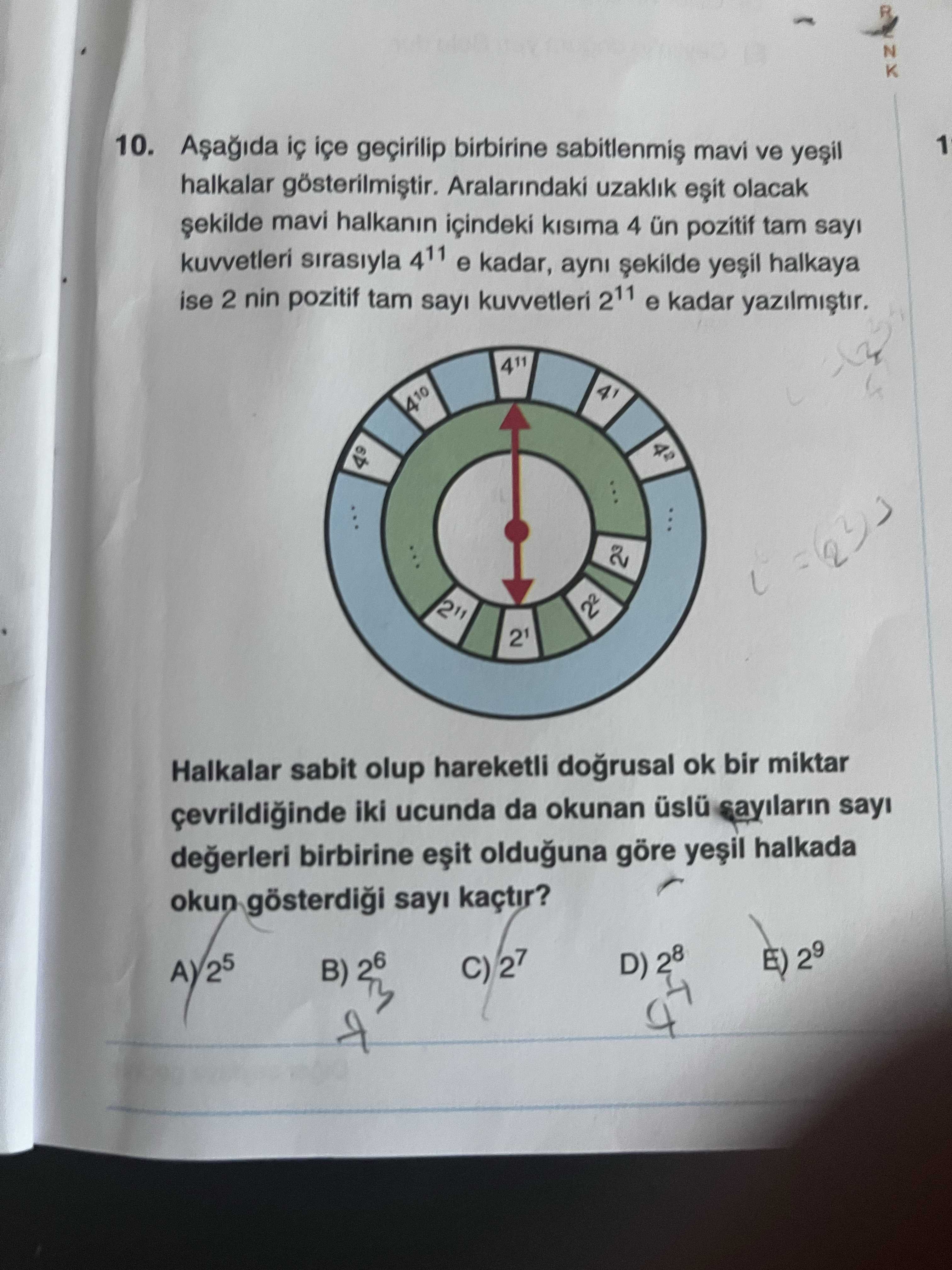 Aşağıda iç içe geçirilip birbirine sabitlenmiş mavi ve yeşil halkalar gösterilmiştir. Aralarındaki