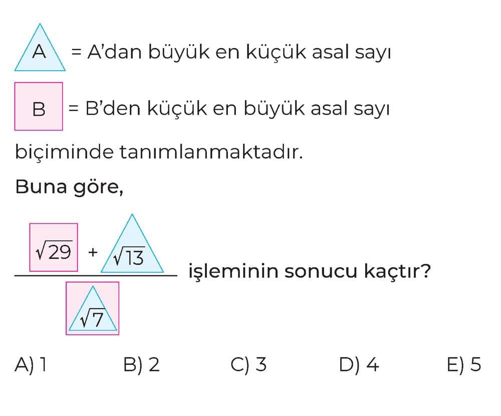 A = A'dan büyük en küçük asal sayı B = B'den küçük en büyük asal sayı biçiminde tanımlanmaktadır
