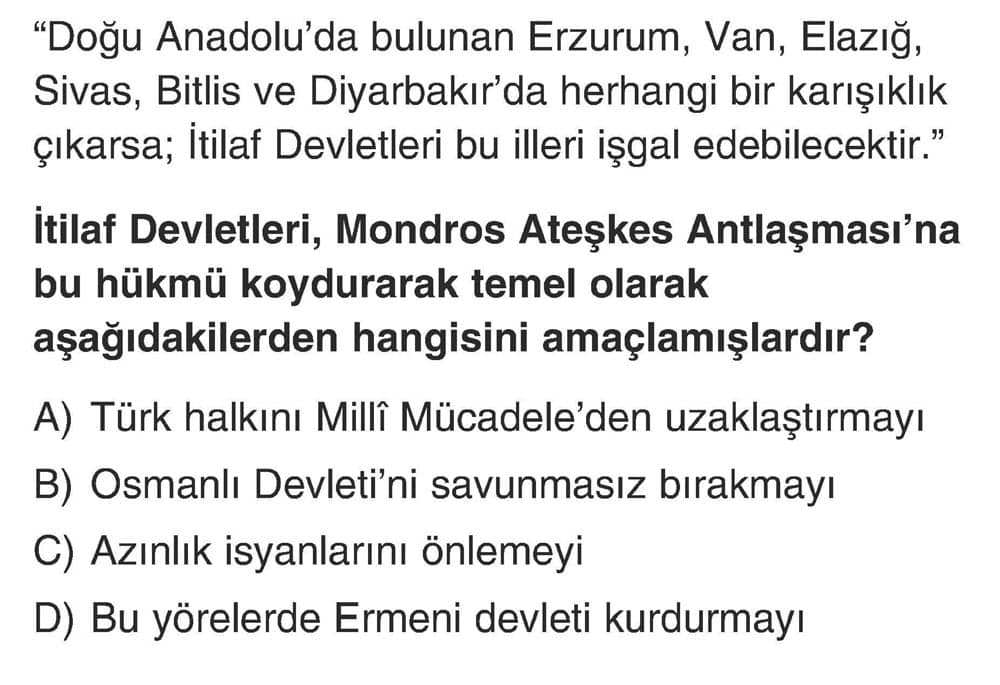 "Doğu Anadolu'da bulunan Erzurum, Van, Elazığ, Sivas, Bitlis ve Diyarbakır'da herhangi bir