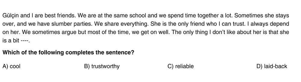 Gülçin and I are best friends. We are at the same school and we spend time together a lot. Sometimes