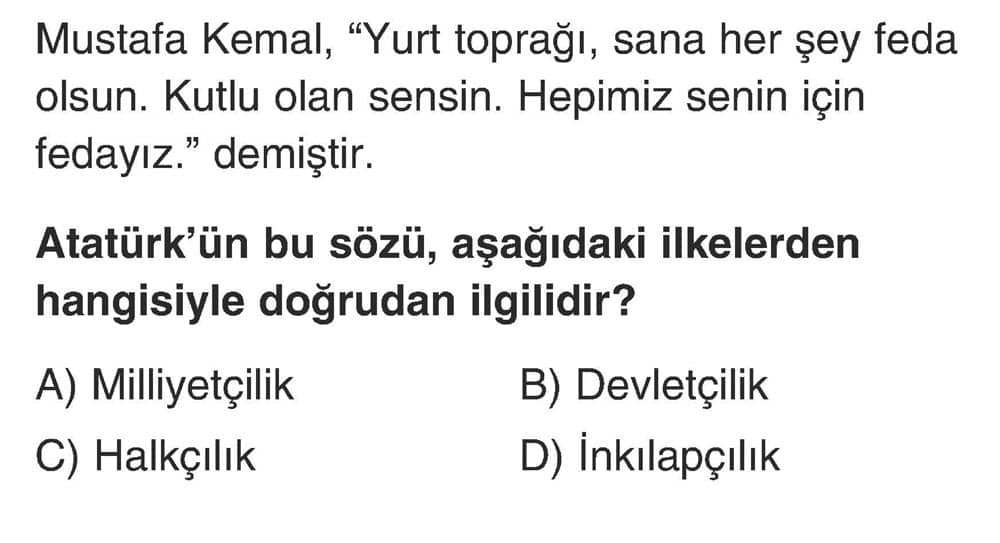 Mustafa Kemal, "Yurt toprağı, sana her şey feda olsun. Kutlu olan sensin. Hepimiz senin için