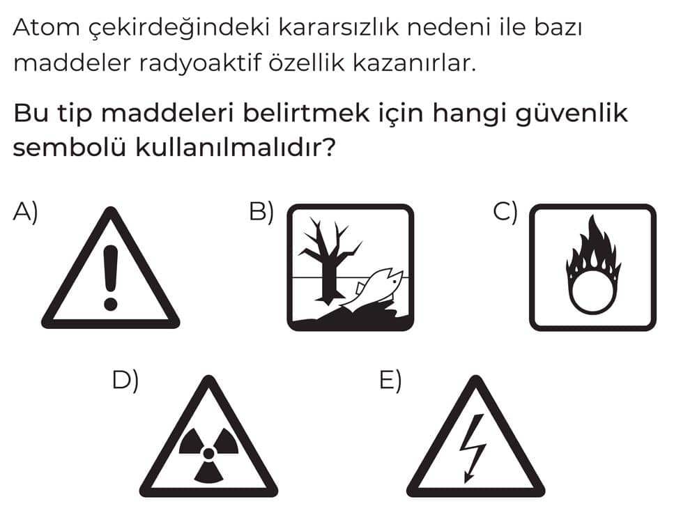 Atom çekirdeğindeki kararsızlık nedeni ile bazı maddeler radyoaktif özellik kazanırlar. Bu tip