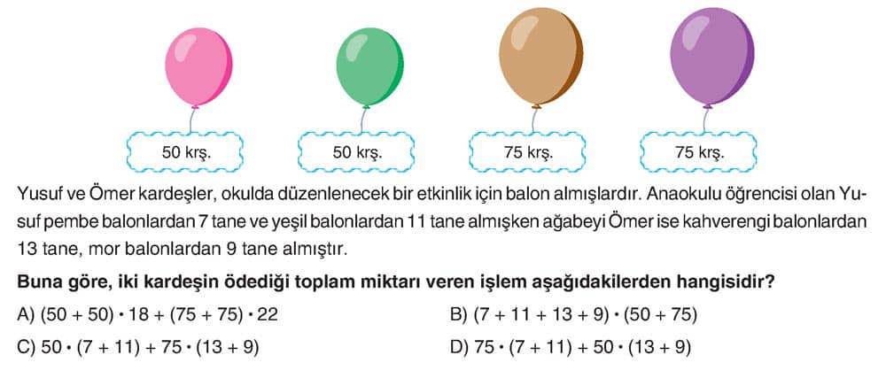 Yusuf ve Ömer kardeşler, okulda düzenlenecek bir etkinlik için balon almışlardır. Anaokulu öğrencisi