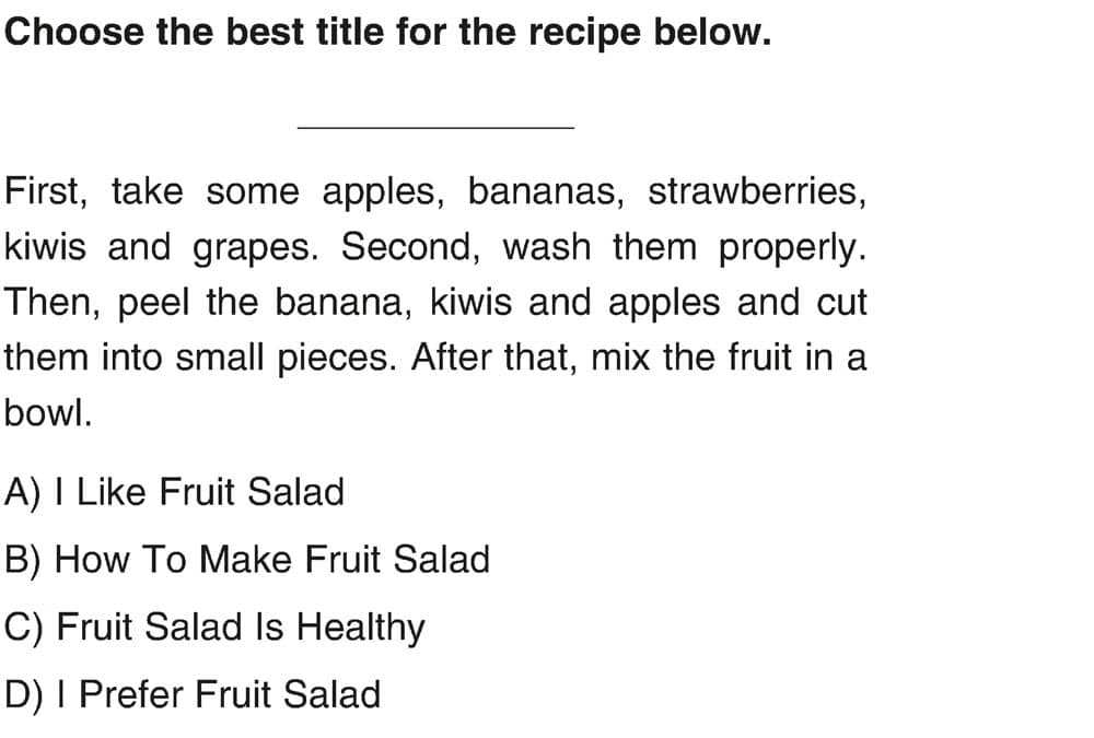 Choose the best title for the recipe below. _________________ First, take some apples, bananas