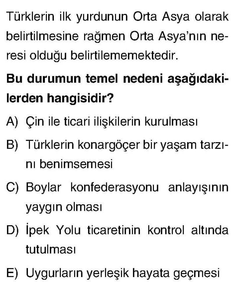 Türklerin ilk yurdunun Orta Asya olarak belirtilmesine rağmen Orta Asya'nın neresi olduğu