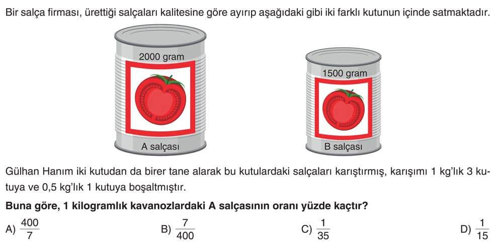 Bir salça firması, ürettiği salçaları kalitesine göre ayırıp aşağıdaki gibi iki farklı kutunun