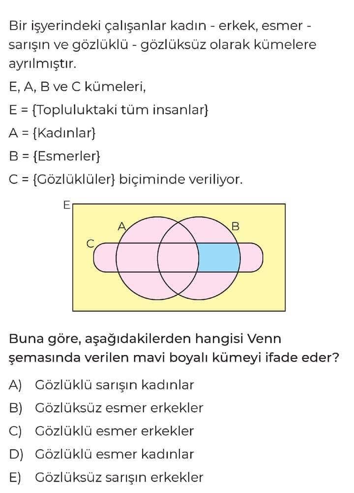 Bir işyerindeki çalışanlar kadın - erkek, esmer - sarışın ve gözlüklü - gözlüksüz olarak kümelere