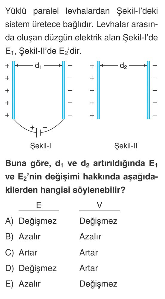 Yüklü paralel levhalardan Şekil-I'deki sistem üretece bağlıdır. Levhalar araşında oluşan düzgün