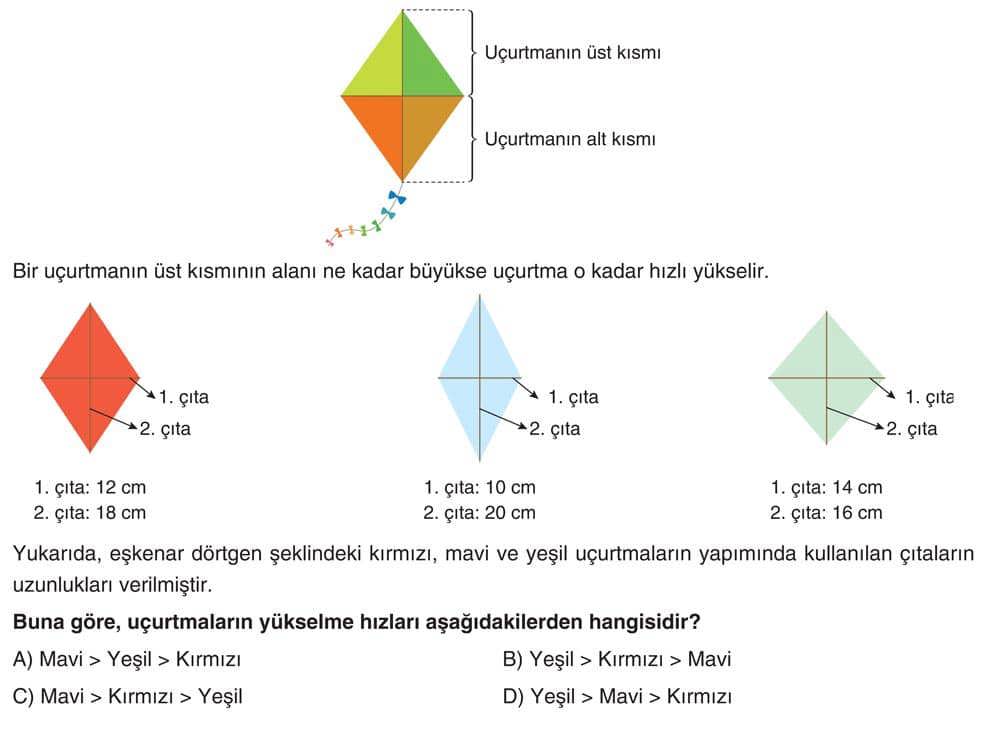Bir uçurtmanın üst kısmının alanı ne kadar büyükse uçurtma o kadar hızlı yükselir. 1. çıta: 12 cm 2