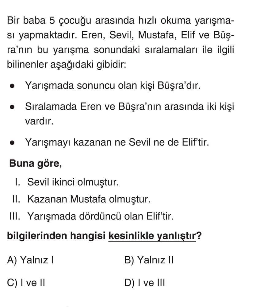 Bir baba 5 çocuğu arasında hızlı okuma yarışması yapmaktadır. Eren, Sevil, Mustafa, Elif ve