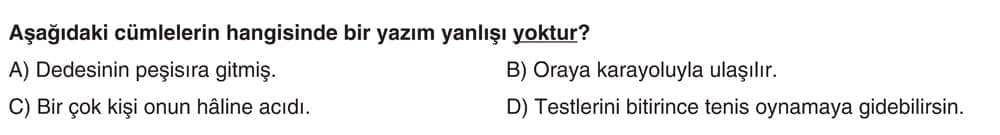 Aşağıdaki cümlelerin hangisinde bir yazım yanlışı yoktur?