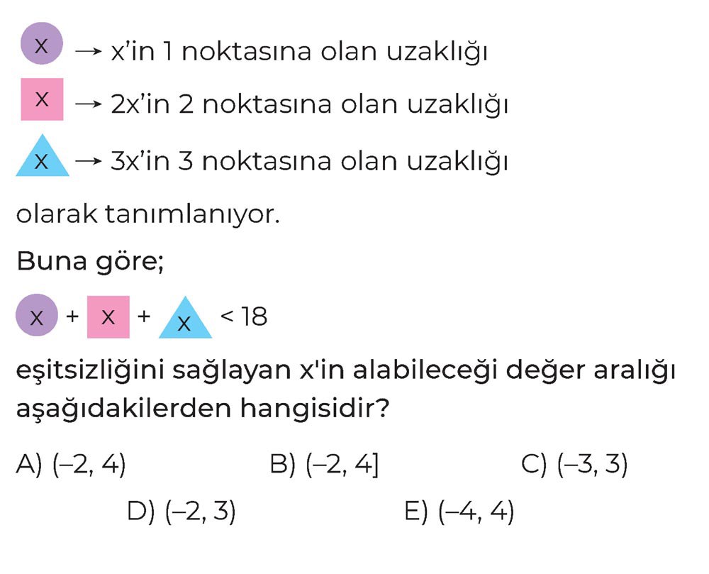 x → x'in 1 noktasına olan uzaklığı x → 2x'in 2 noktasına olan uzaklığı x → 3x'in 3 noktasına olan