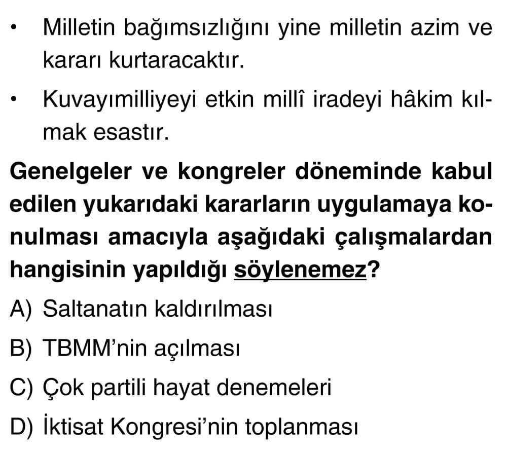 • Milletin bağımsızlığını yine milletin azim ve kararı kurtaracaktır. • Kuvayımilliyeyi etkin millî