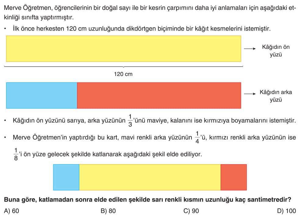 Merve Öğretmen, öğrencilerinin bir doğal sayı ile bir kesrin çarpımını daha iyi anlamaları için
