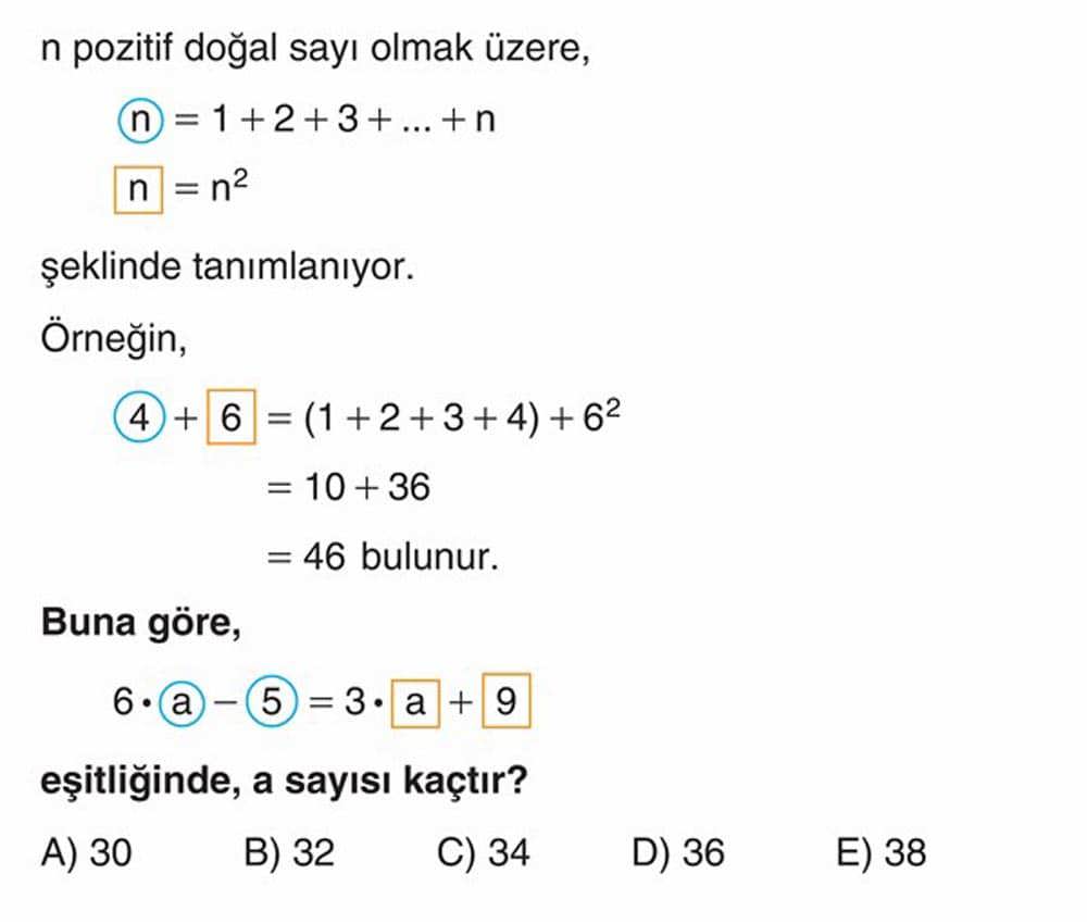 n pozitif doğal sayı olmak üzere, (n) = 1 + 2 + 3 + ... + n n = n² şeklinde tanımlanıyor. Örneğin