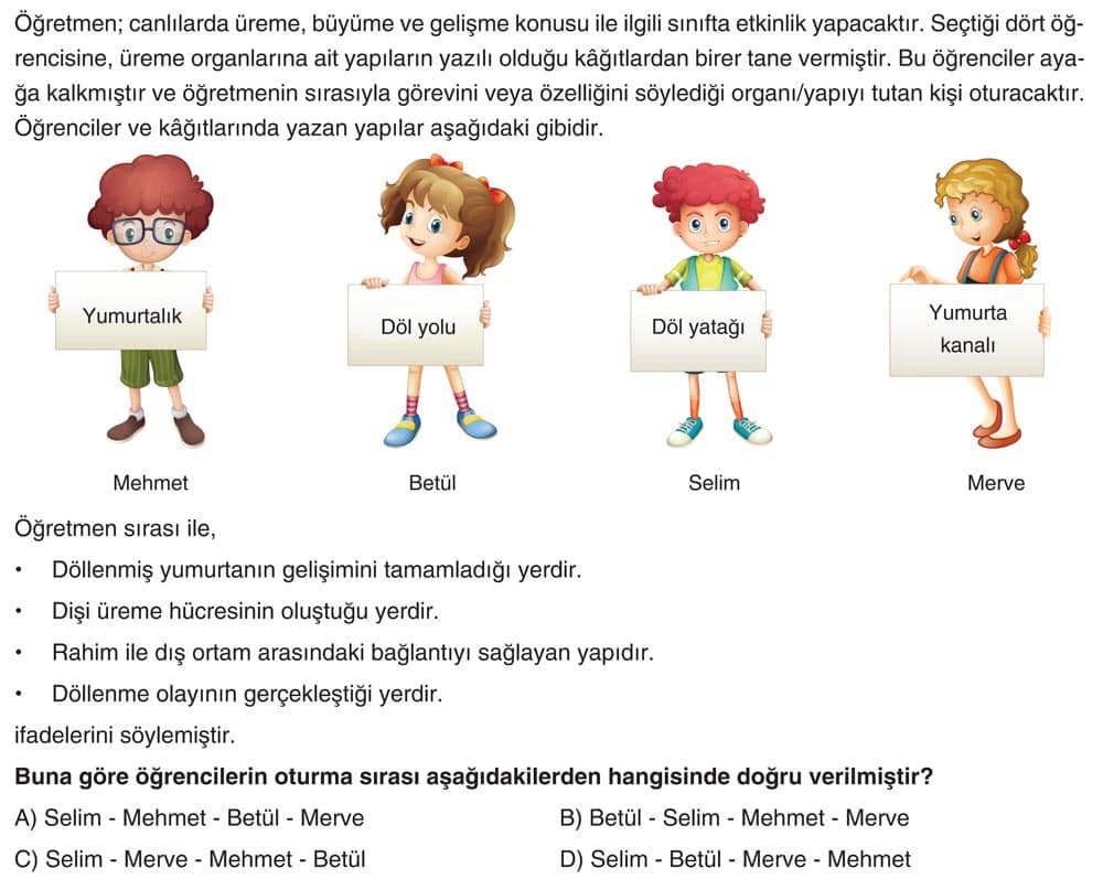 Öğretmen; canlılarda üreme, büyüme ve gelişme konusu ile ilgili sınıfta etkinlik yapacaktır. Seçtiği