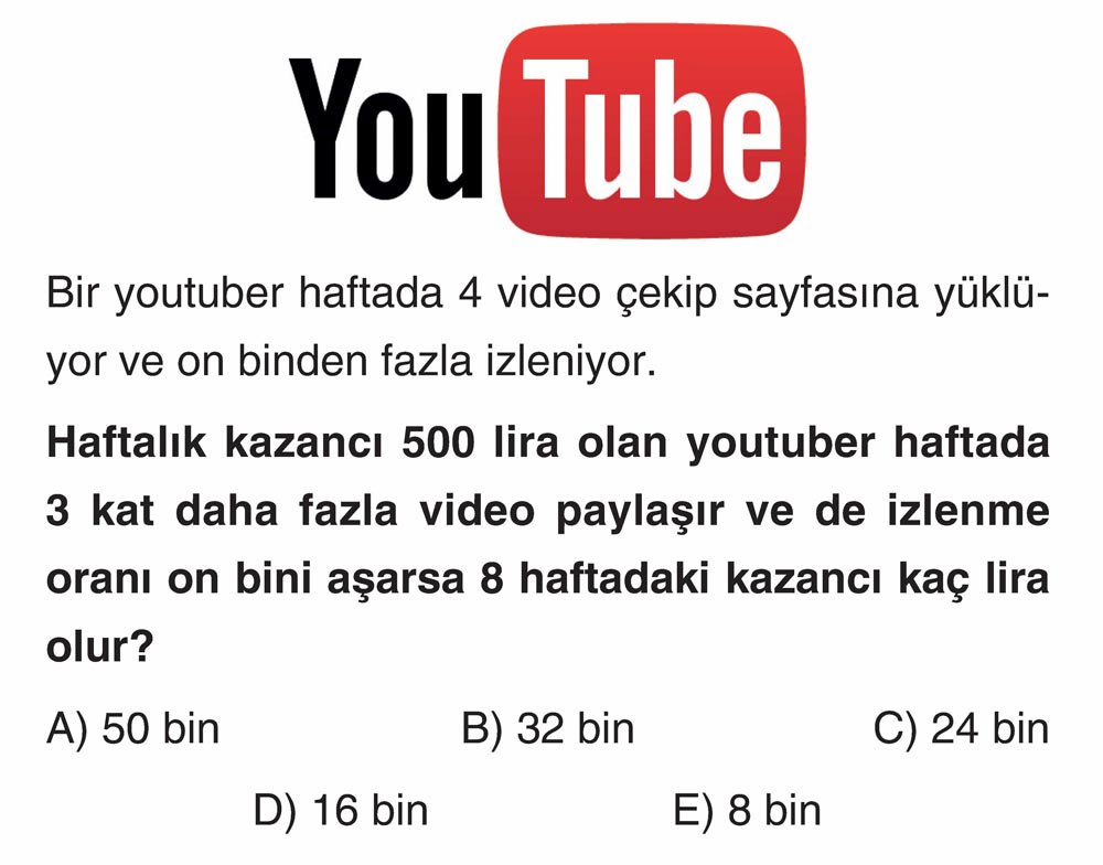 Bir youtuber haftada 4 video çekip sayfasına yüklüyor ve on binden fazla izleniyor. Haftalık kazancı