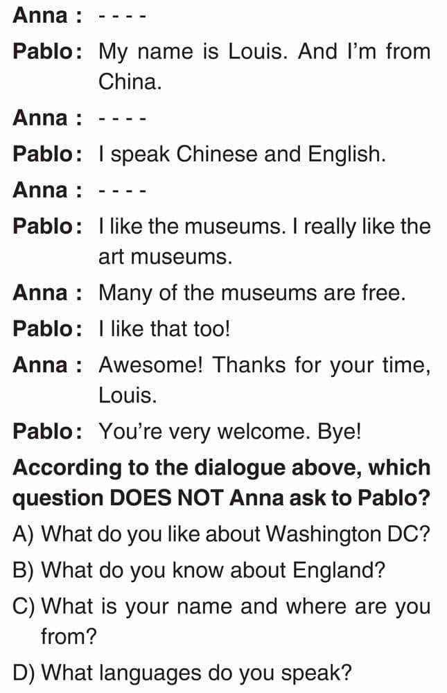 Anna : - - - - Pablo: My name is Louis. And I'm from China. Anna : - - - - Pablo: I speak Chinese