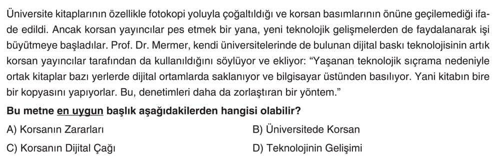 Üniversite kitaplarının özellikle fotokopi yoluyla çoğaltıldığı ve korsan basımlarının önüne