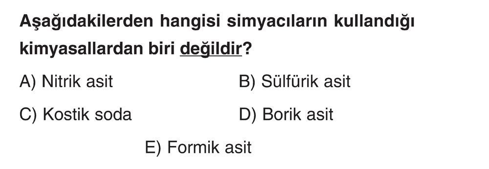 Aşağıdakilerden hangisi simyacıların kullandığı kimyasallardan biri değildir?