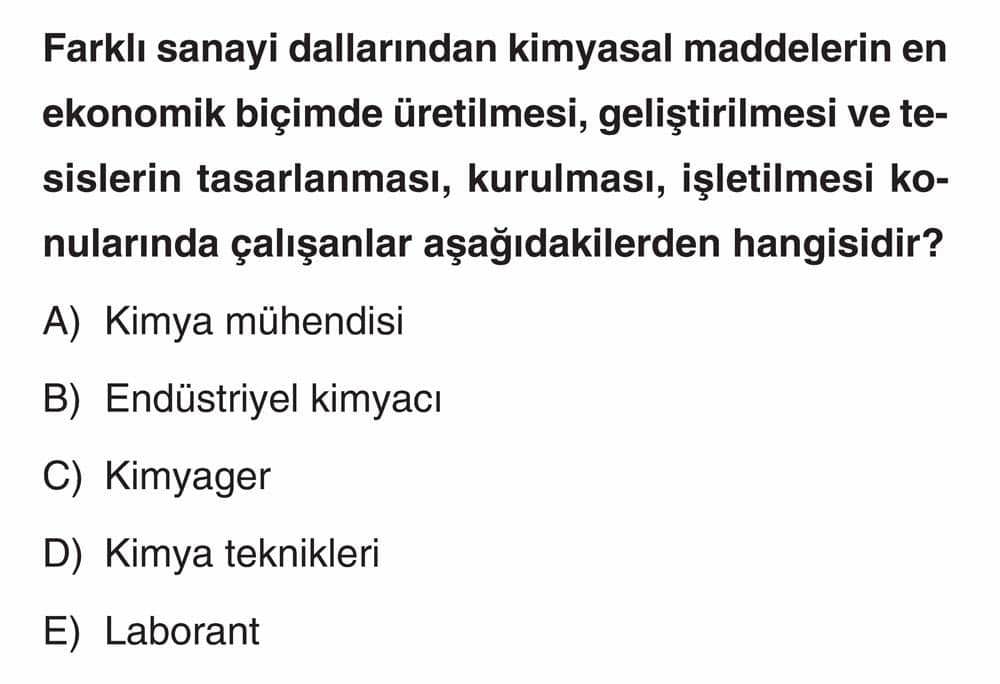 Farklı sanayi dallarından kimyasal maddelerin en ekonomik biçimde üretilmesi, geliştirilmesi ve