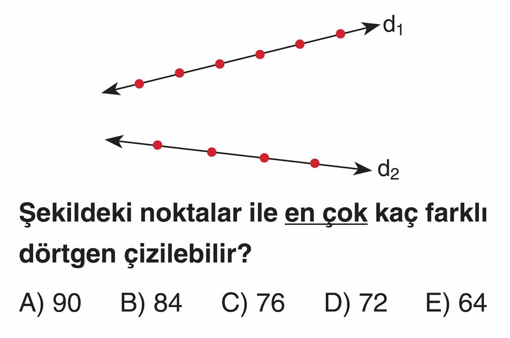 Şekildeki noktalar ile en çok kaç farklı dörtgen çizilebilir?