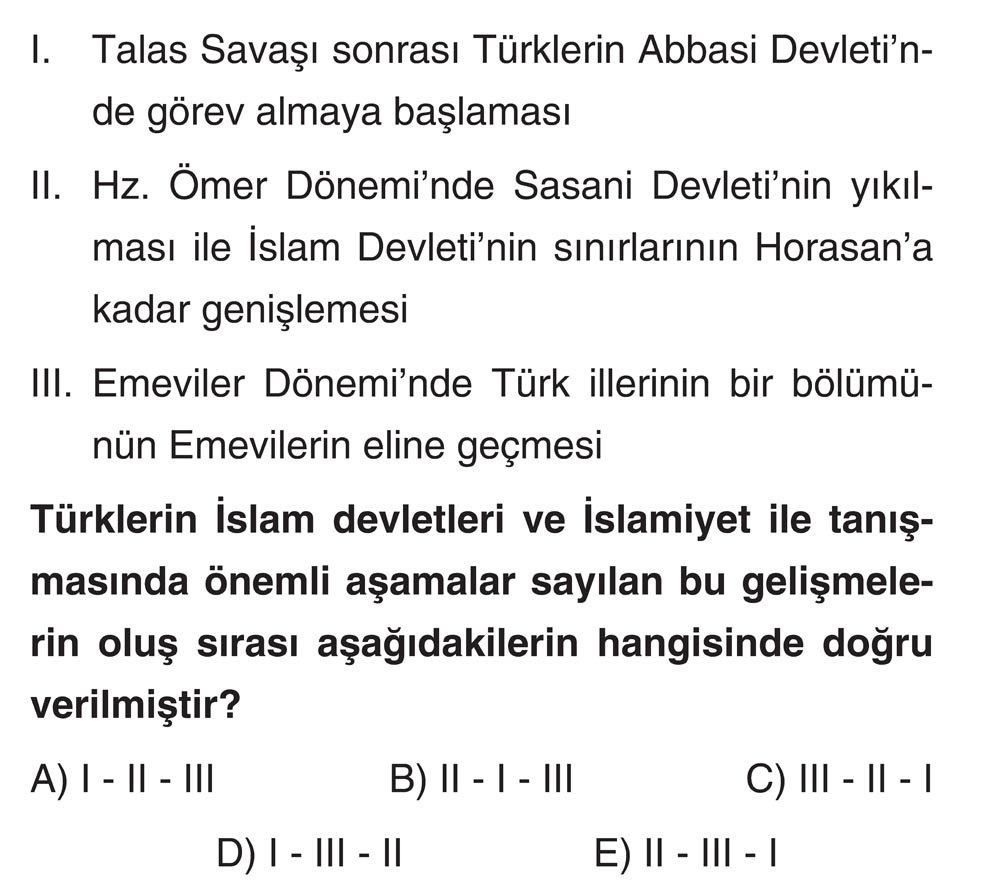 I. Talas Savaşı sonrası Türklerin Abbasi Devleti'nde görev almaya başlaması II. Hz. Ömer Dönemi'nde