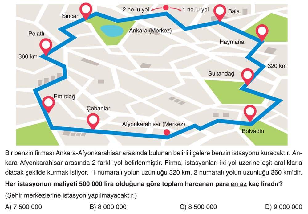 Bir benzin firması Ankara-Afyonkarahisar arasında bulunan belirli ilçelere benzin istasyonu