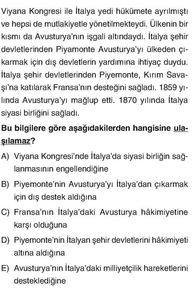 Viyana Kongresi ile İtalya yedi hükümete ayrılmıştı ve hepsi de mutlakıyetle yönetilmekteydi