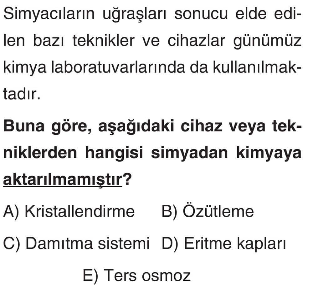 Simyacıların uğraşları sonucu elde edilen bazı teknikler ve cihazlar günümüz kimya