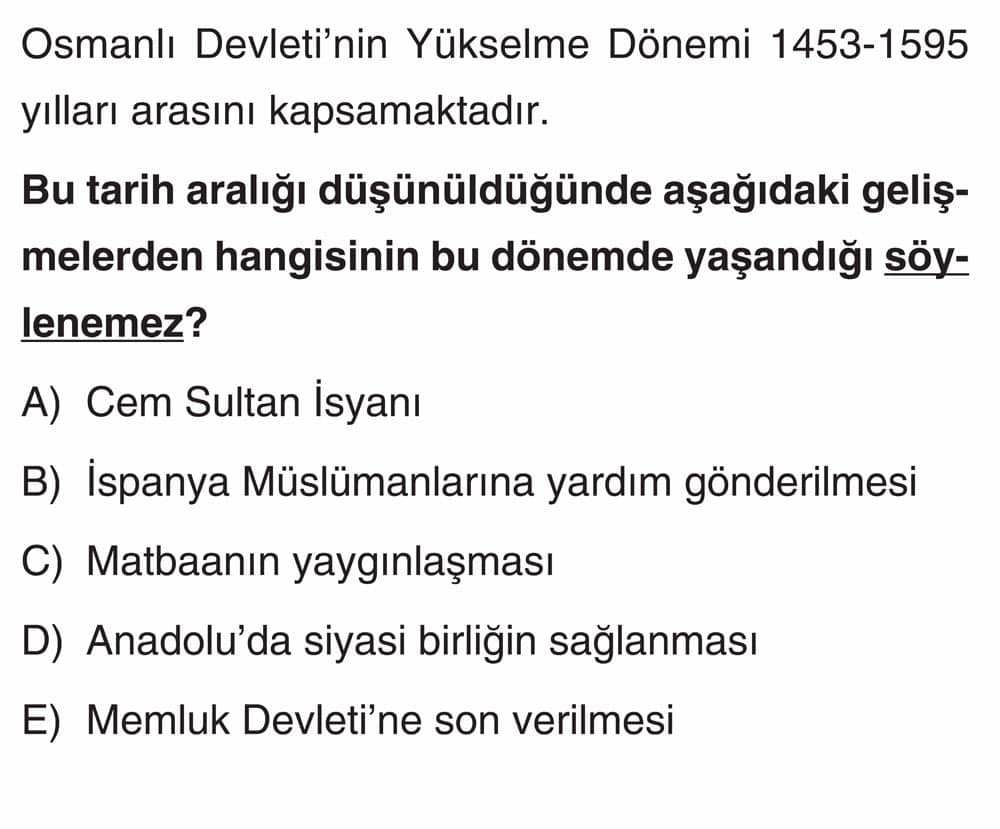 Osmanlı Devleti'nin Yükselme Dönemi 1453-1595 yılları arasını kapsamaktadır. Bu tarih aralığı