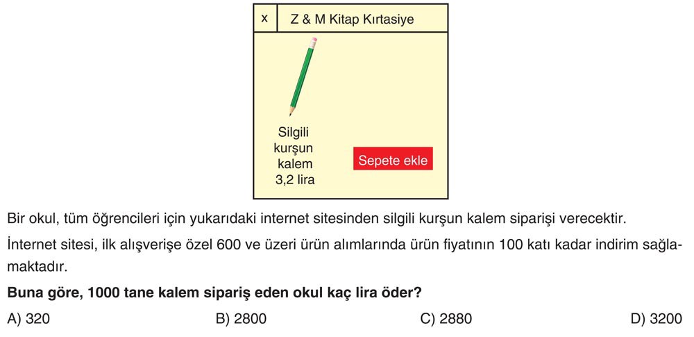 Bir okul, tüm öğrencileri için yukarıdaki internet sitesinden silgili kurşun kalem siparişi