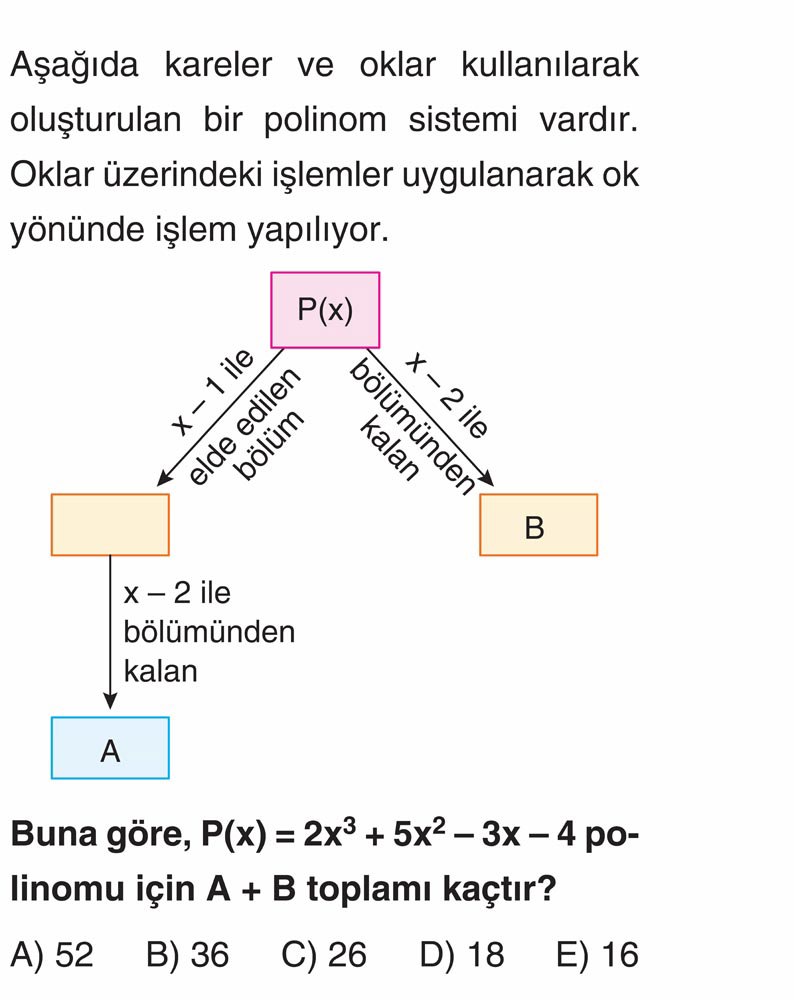 Aşağıda kareler ve oklar kullanılarak oluşturulan bir polinom sistemi vardır. Oklar üzerindeki