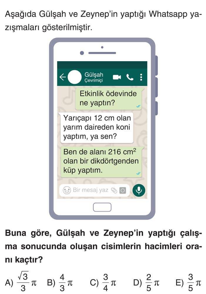 Aşağıda Gülşah ve Zeynep'in yaptığı Whatsapp yazışmaları gösterilmiştir. Gülşah Çevrimiçi Etkinlik