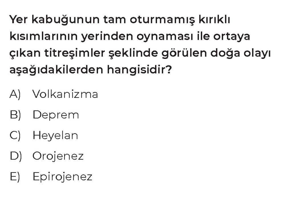 Yer kabuğunun tam oturmamış kırıklı kısımlarının yerinden oynaması ile ortaya çıkan titreşimler