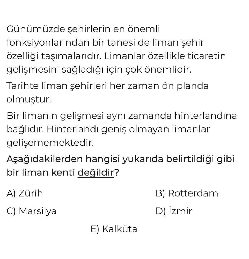 Günümüzde şehirlerin en önemli fonksiyonlarından bir tanesi de liman şehir özelliği taşımalarıdır