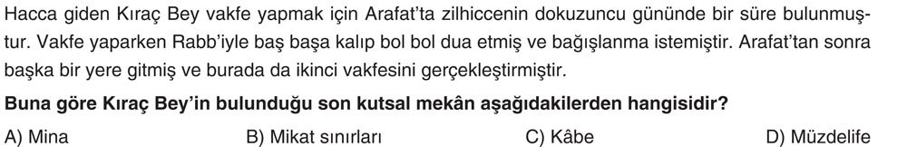 Hacca giden Kıraç Bey vakfe yapmak için Arafat'ta zilhiccenin dokuzuncu gününde bir süre