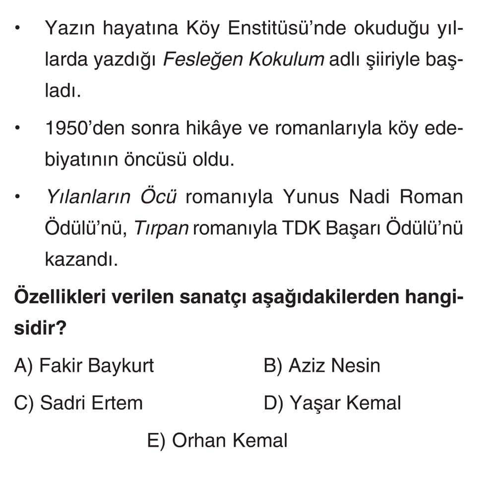 • Yazın hayatına Köy Enstitüsü'nde okuduğu yıllarda yazdığı Fesleğen Kokulum adlı şiiriyle başladı