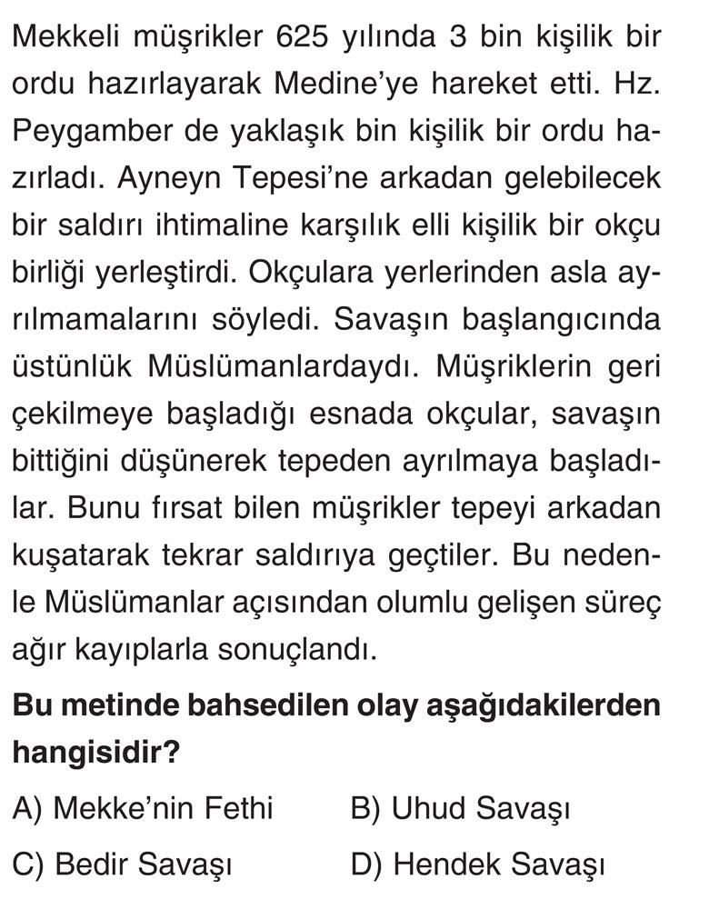 Mekkeli müşrikler 625 yılında 3 bin kişilik bir ordu hazırlayarak Medine'ye hareket etti. Hz