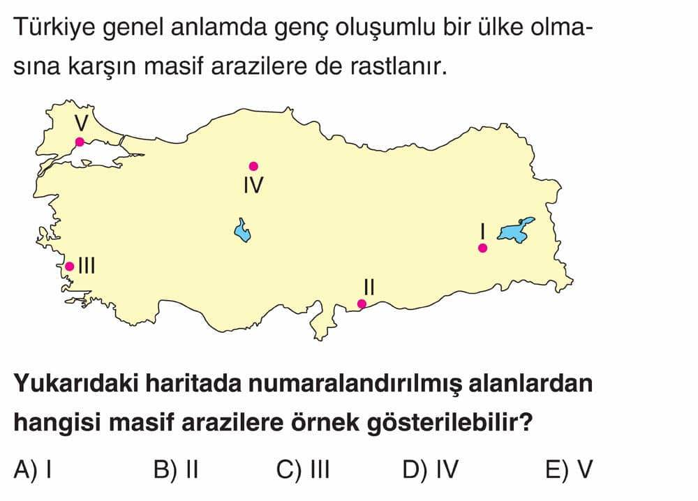 Türkiye genel anlamda genç oluşumlu bir ülke olmasına karşın masif arazilere de rastlanır