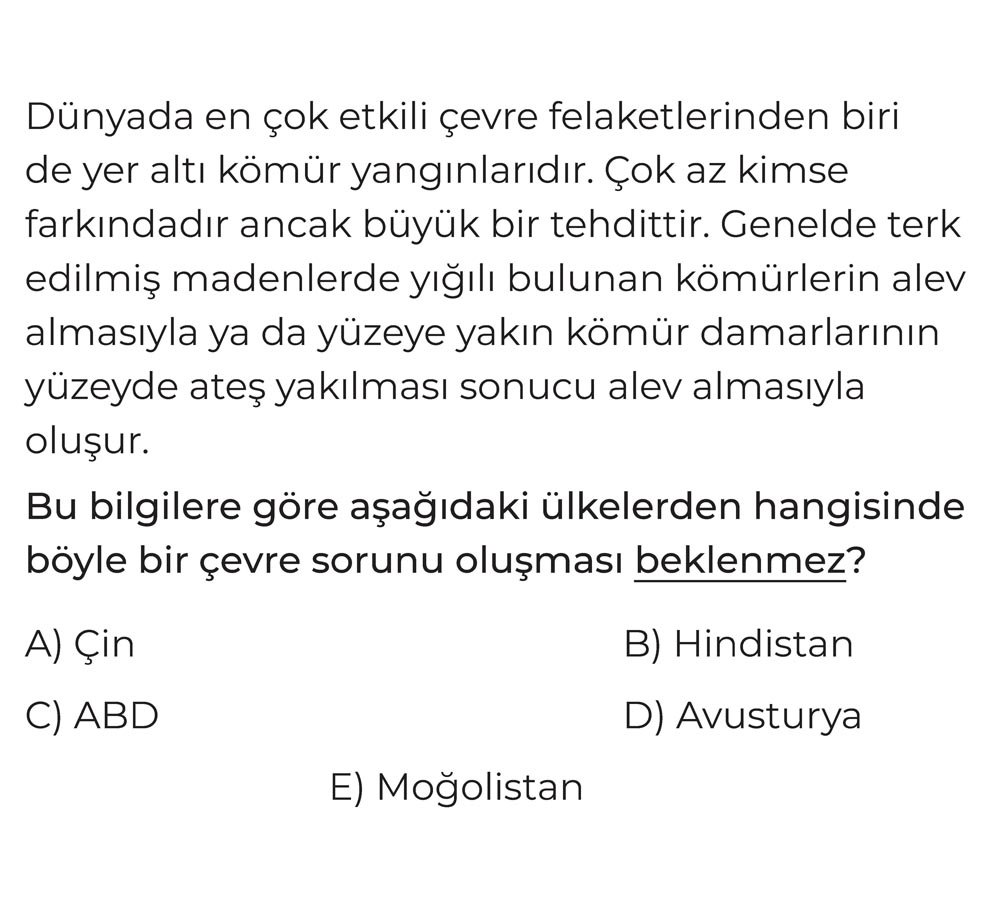Dünyada en çok etkili çevre felaketlerinden biri de yer altı kömür yangınlarıdır. Çok az kimse