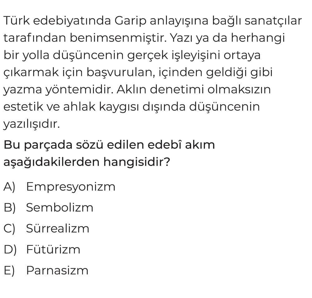 Türk edebiyatında Garip anlayışına bağlı sanatçılar tarafından benimsenmiştir. Yazı ya da herhangi