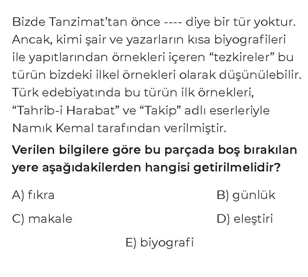 Bizde Tanzimat'tan önce ---- diye bir tür yoktur. Ancak, kimi şair ve yazarların kısa biyografileri