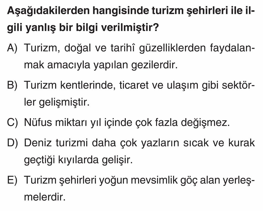Aşağıdakilerden hangisinde turizm şehirleri ile ilgili yanlış bir bilgi verilmiştir?