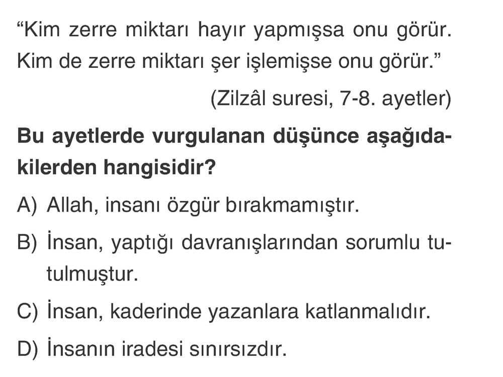 "Kim zerre miktarı hayır yapmışsa onu görür. Kim de zerre miktarı şer işlemişse onu görür." (Zilzal