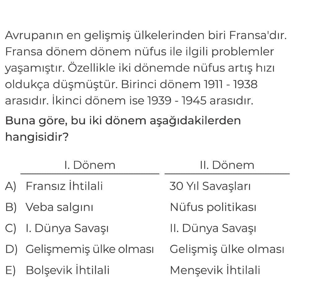 Avrupanın en gelişmiş ülkelerinden biri Fransa'dır. Fransa dönem dönem nüfus ile ilgili problemler