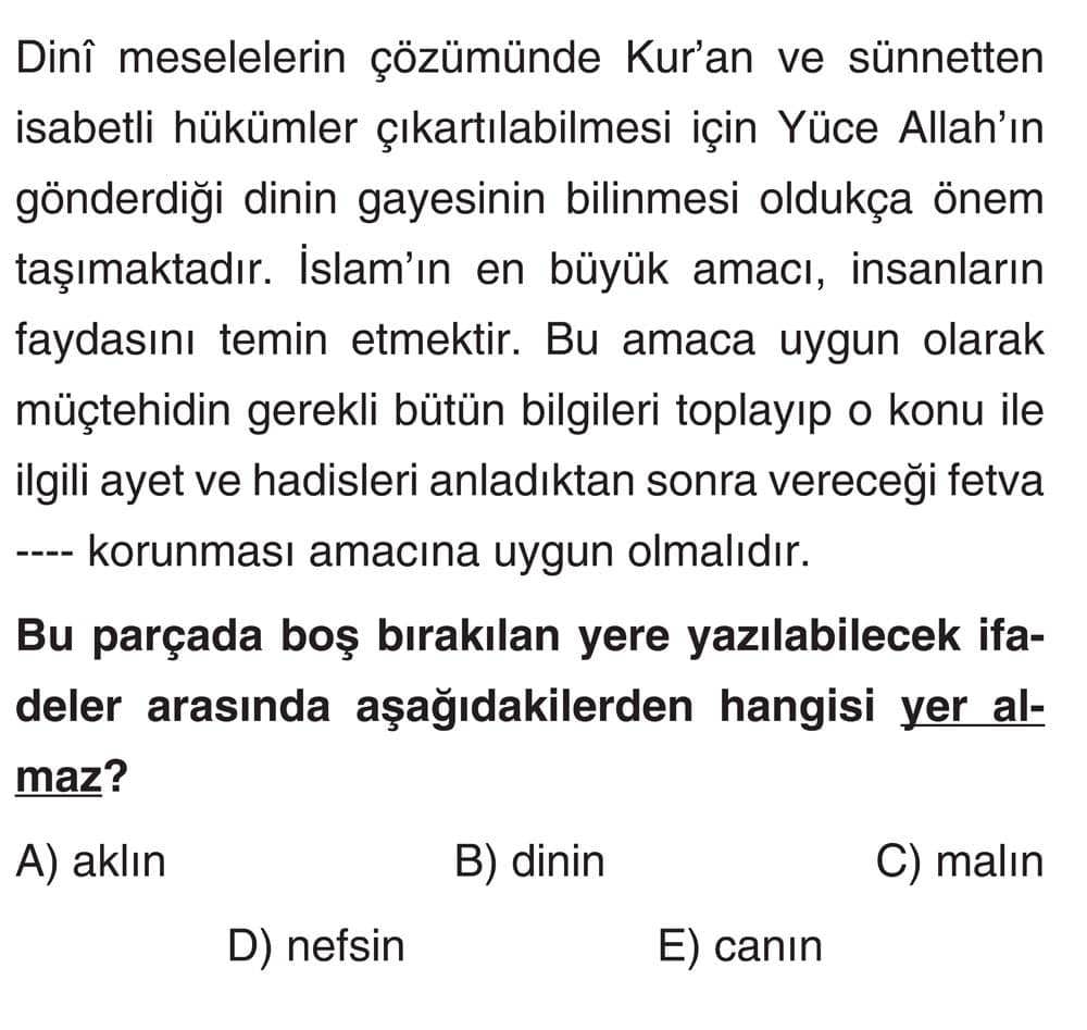 Dinî meselelerin çözümünde Kur'an ve sünnetten isabetli hükümler çıkartılabilmesi için Yüce Allah'ın