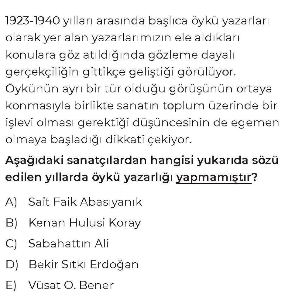 1923-1940 yılları arasında başlıca öykü yazarları olarak yer alan yazarlarımızın ele aldıkları