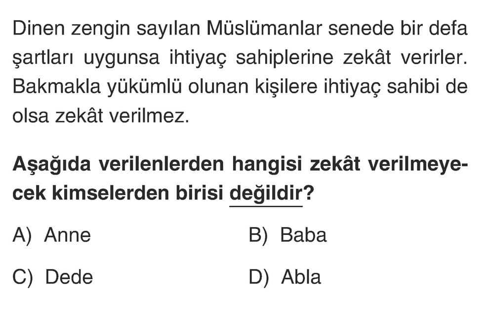 Dinen zengin sayılan Müslümanlar senede bir defa şartları uygunsa ihtiyaç sahiplerine zekât