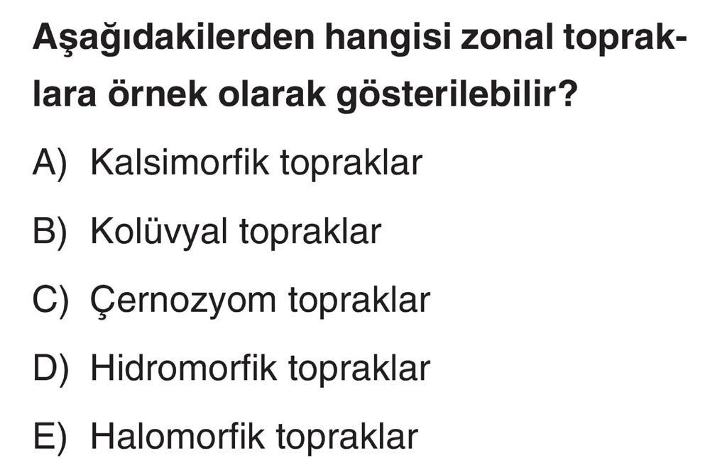Aşağıdakilerden hangisi zonal topraklara örnek olarak gösterilebilir?